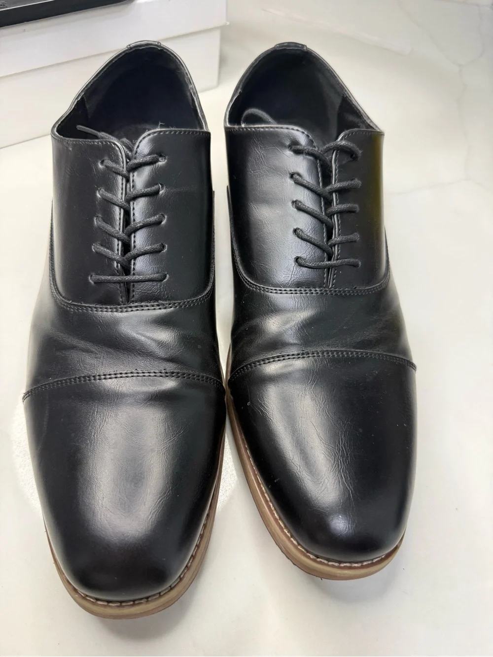 Classic Black Leather Cap-Toe Oxford Dress Shoes men size 13